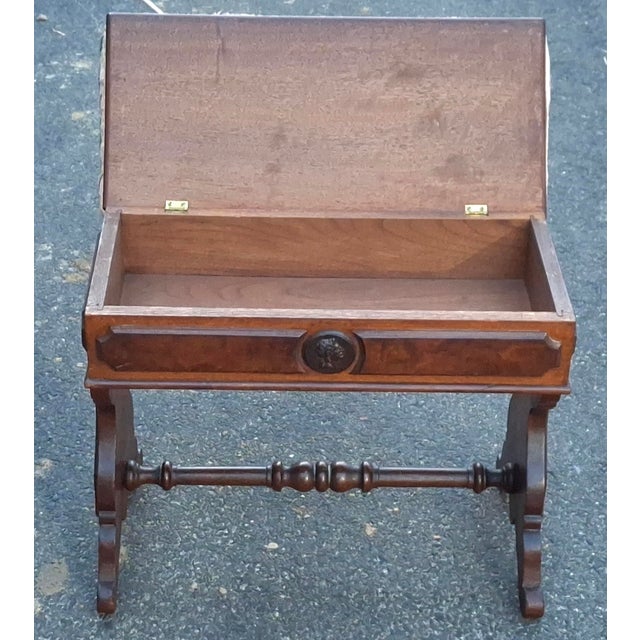 Traditional Late 19th Century American Empire Mahogany and Needlepoint Upholstered Storage Bench For Sale - Image 3 of 10