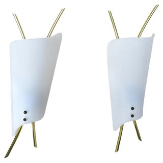 Wall Lights in Acrylic Glass & Brass, 1950s, Set of 2 For Sale