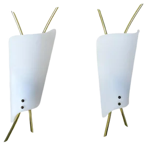 Wall Lights in Acrylic Glass & Brass, 1950s, Set of 2