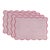 Handmade Scalloped Rectangular Placemats, Pink and White Striped with Pink Piping - Set of 4 For Sale