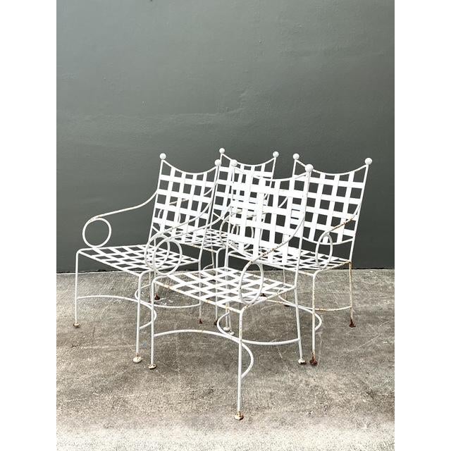 Mid-Century Modern Vintage Wrought Iron Dining Chairs After Papperzini For Sale - Image 3 of 15