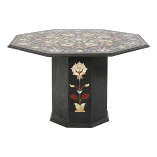 Antique Large Octagonal Italian Pietra Dura Floral Mosaic Inlay Table For Sale