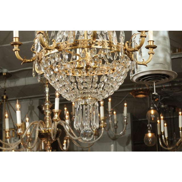 Late 19th Century Doré Bronze & Crystal French Empire Chandelier For Sale - Image 4 of 11