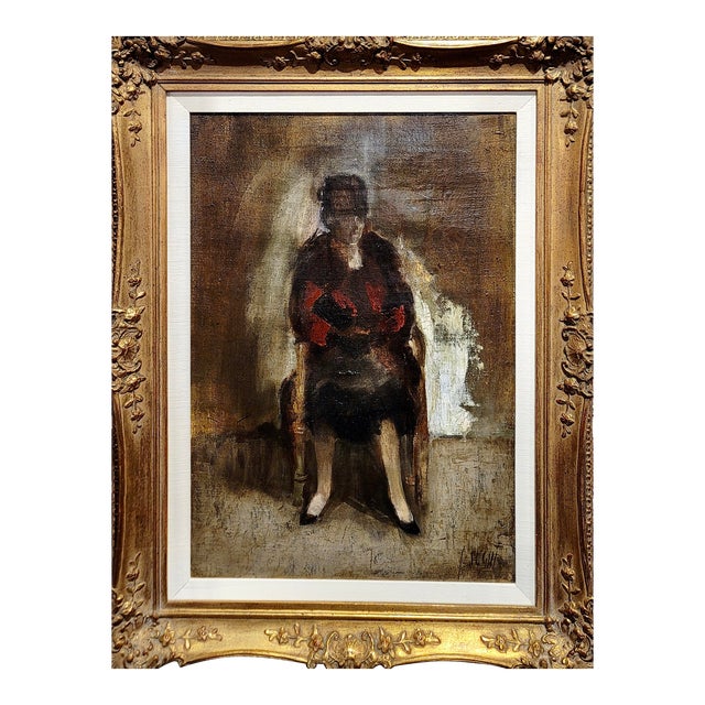 Alberto Sughi - 1958 Portrait of a Sitting Woman-Oil Painting For Sale