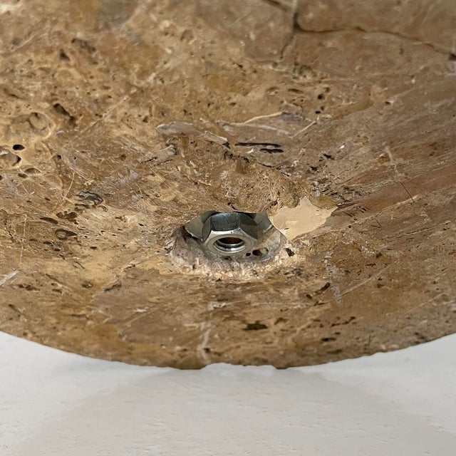 Italian Modern Round Side Table in Metal, Formica and Travertine, 1980s For Sale - Image 15 of 16
