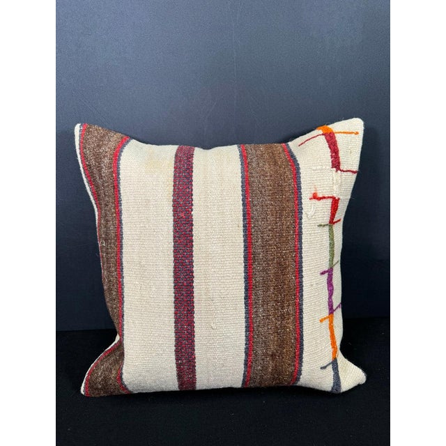 Turkish Hemp Pillow Cushion Natural Beige Brown Cushion Cover 20x20 For Sale - Image 4 of 4