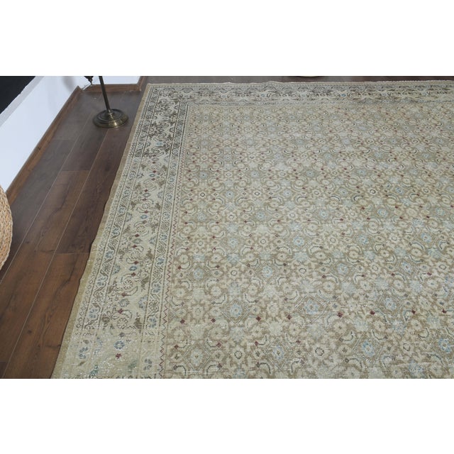 1970s 1970s Vintage Persian Handmade Wool Cotton Green Area Rug For Sale - Image 5 of 11
