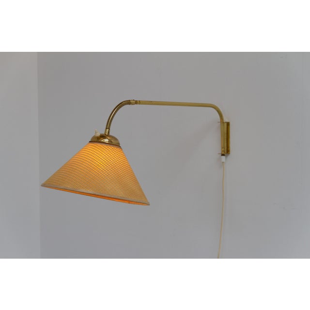 Mid-Century Modern Swedish Swivel Arm Brass Wall Lamp by EAE, 1950s For Sale - Image 3 of 18