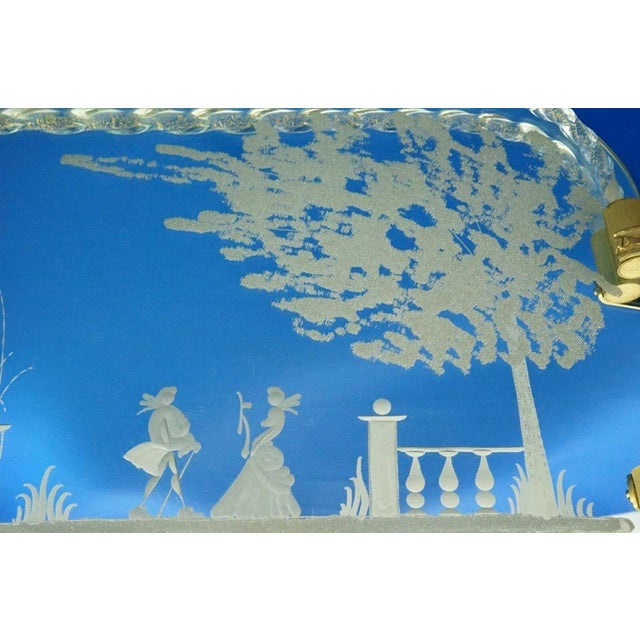 Large 20th Century Mirrored Tray in Murano Glass and Gilded Brass attributed to the Barovier & Toso Glassworks, Italy, 1940s For Sale - Image 16 of 18