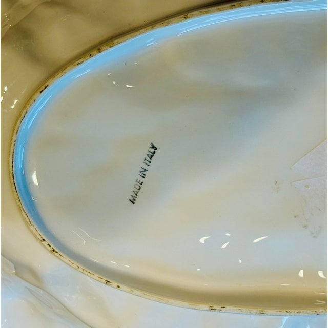 Vintage Italian Majolica-Style Hand-Painted Vegetable Harvest Oval Platter For Sale In New York - Image 6 of 6