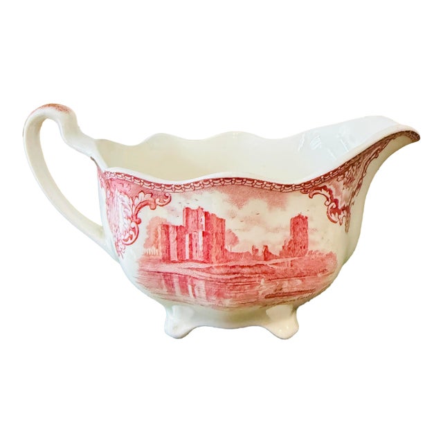Vintage Johnson Brothers Old Britain Castles Creamer Pink Transferware English Ironstone For Sale