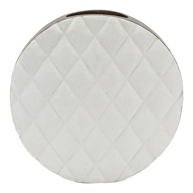 Modern Quilted Vase in Shagreen With Brass Details by Kifu Paris For Sale