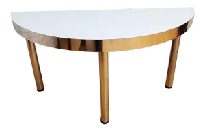 Mid Century Modern Half Moon White Top Console Table