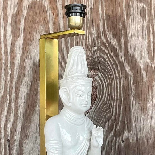 Vintage Asian Glazed Ceramic Table Lamp For Sale - Image 11 of 13