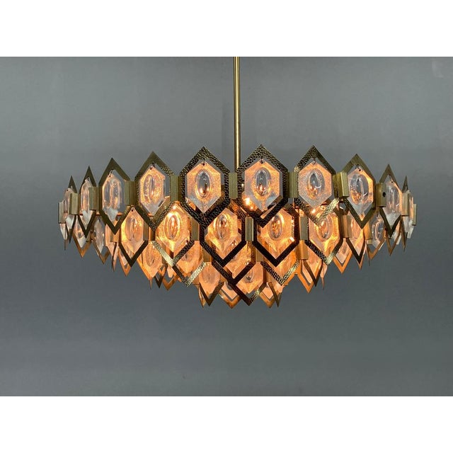 Faceted Glass Chandelier attributed to Jaroslav Bejvl for Kamenicky Senov, 1960s For Sale - Image 12 of 18