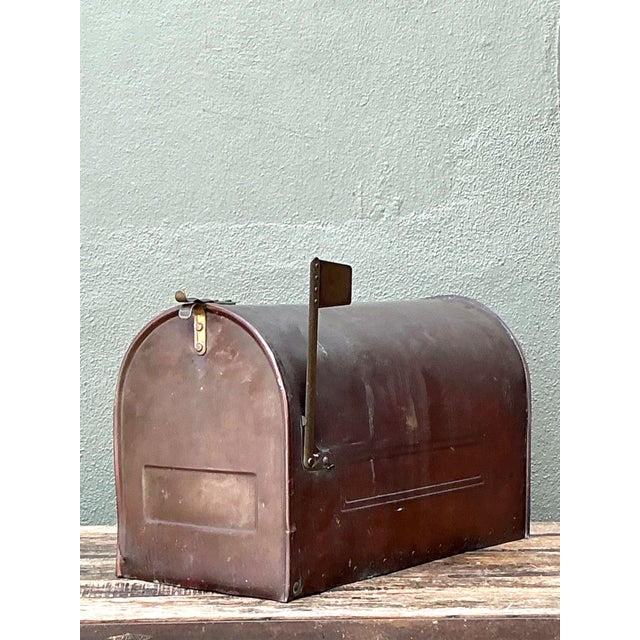 Vintage Monumental Copper Mailbox With Flag For Sale - Image 10 of 12