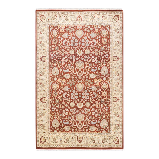 Mogul, One-of-a-Kind Hand-Knotted Area Rug in Orange, 4' 2" x 6' 5" For Sale