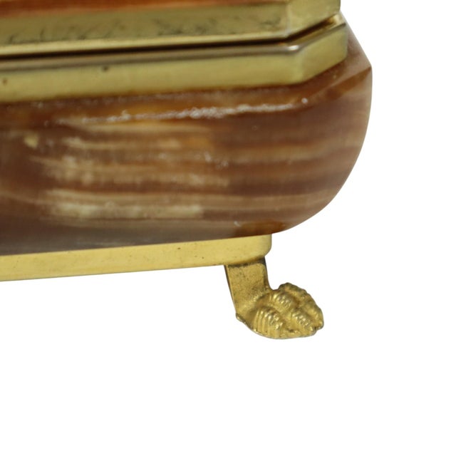 Vintage Italian Jewelry Box in Alabaster with Gold Lions Paws, 1960s For Sale - Image 10 of 13