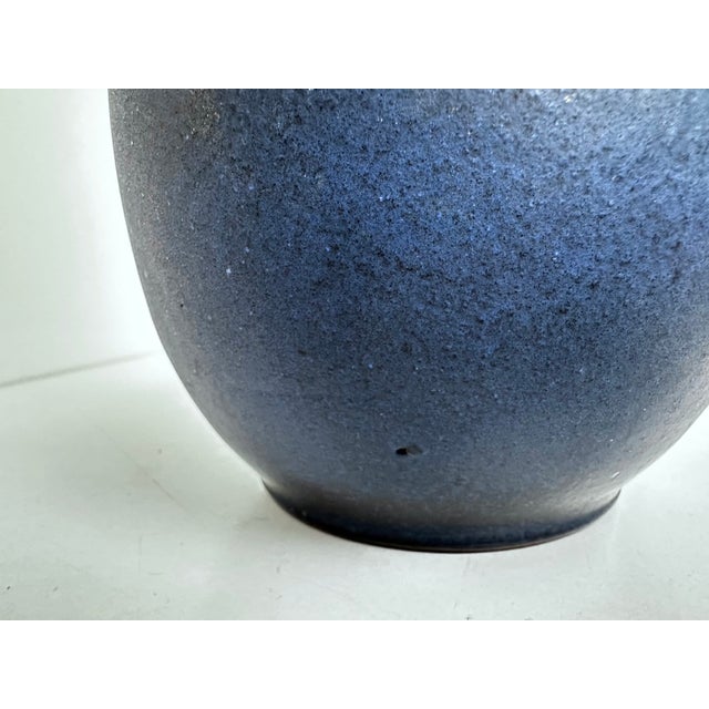 Vintage Studio Ceramic Vase in Matte Midnight Blue by Andreas Kastl, Germany, 1950s For Sale - Image 12 of 13