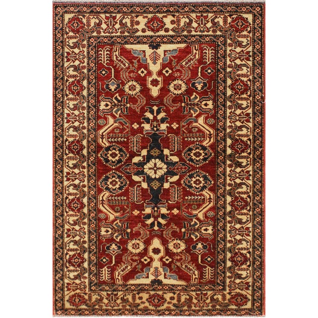 Southwestern Super Kazak Red/Gold Wool Rug - 3'11'' X 6'2'' For Sale - Image 10 of 10