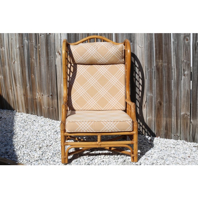 Vintage Rattan Wingback Chair Chairish