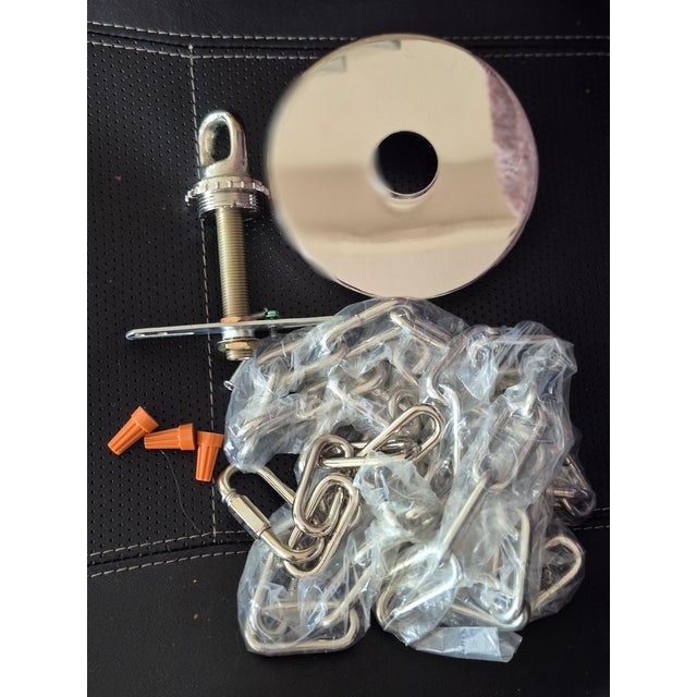 Gold Vintage New Shiny Gold Brass Chandelier Medallion, 6 Foot Chain and Anchor Set For Sale - Image 8 of 13