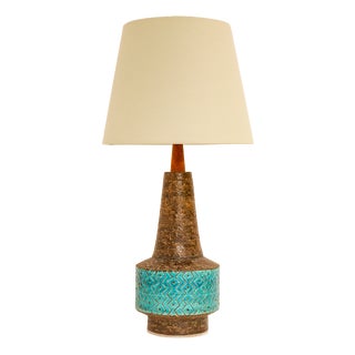 Bitossi Pottery Lamp in Rimini Blue Ceramic by Aldo Londi, Italy, 1970s For Sale