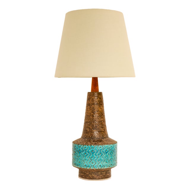 Bitossi Pottery Lamp in Rimini Blue Ceramic by Aldo Londi, Italy, 1970s For Sale
