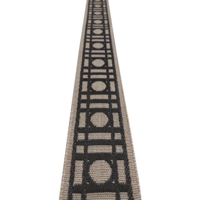 Classical Elements Modern Charcoal and Taupe Trellis Band Fabric Trim - 40 Yards For Sale