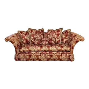 Mid 20th Century Baker Stately Homes Collection George IV Sofa Designer Fabric Crown & Tulip
