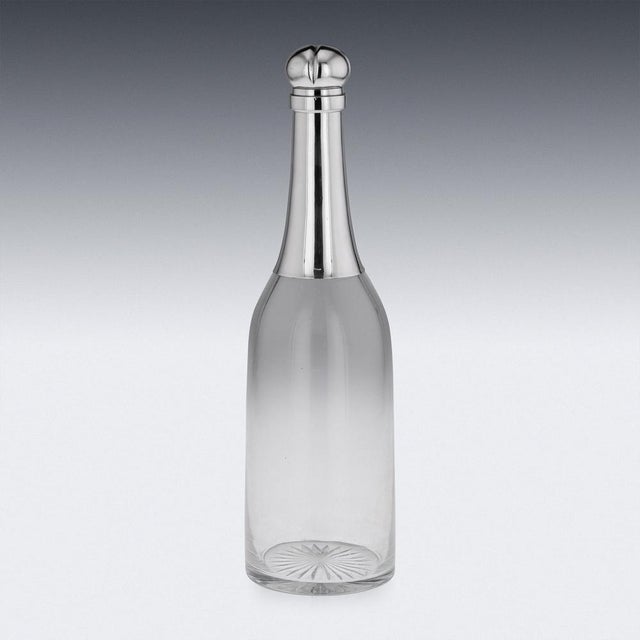 19th Century Victorian Silver & Glass Champagne Bottle Decanter, 1895 For Sale - Image 3 of 15