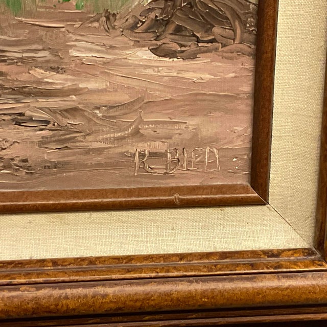 English Vintage Impressionist Original Oil Painting, English House Down the Lane, Signed. For Sale - Image 3 of 10