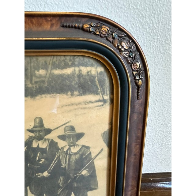 1930s Vintage Americana George H. Boughton Print of Pilgrims Going to Church in Lovely Frame For Sale - Image 5 of 10