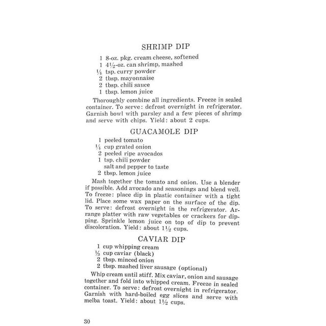 "Your Secret Servant Fix and Freeze Hors d'Oeuvre for Easy Entertaining" Book 1970 Reed, Ann and Pfaltz, Marilyn For Sale In New York - Image 6 of 9