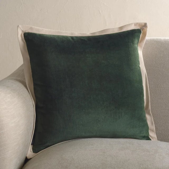 Jordy Cotton Pillow - Olive / Natural - 18" x 18" For Sale - Image 4 of 4