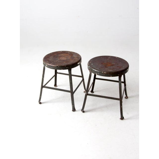 Vintage Industrial Stools Pair For Sale - Image 12 of 12