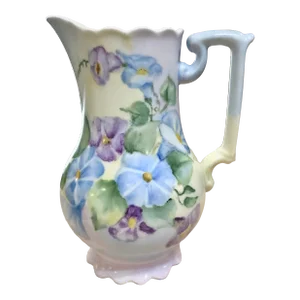 Early 20th Century Hand Painted Floral Limoges Porcelain Pitcher
