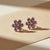 Metal Flower Earrings Studs With Amethyst and Citrines, Silver, Gold, Pair For Sale - Image 7 of 7