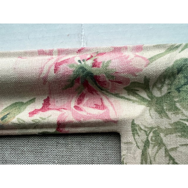 French Provincial Vintage Fabric Covered Flower Ralph Lauren Photo Frame With Flowers For Sale - Image 3 of 8