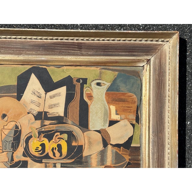 Mid 20th C. Original Cubist Style Print on Board in Significant Period Frame For Sale - Image 6 of 11