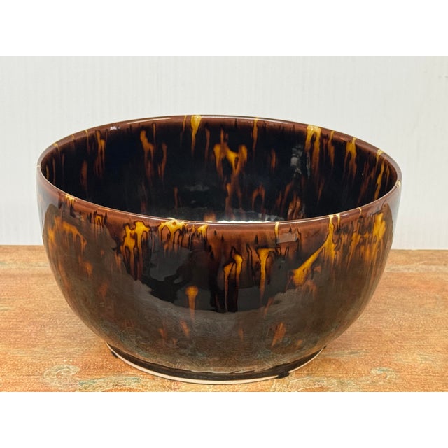 2000 - 2009 Martino Interiors Tortoiseshell Glaze Ceramic Bowl For Sale - Image 5 of 12