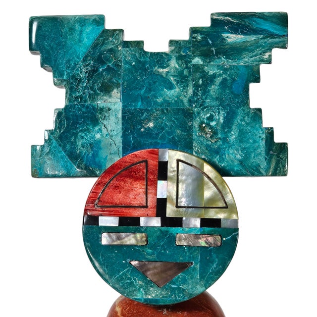 Rain Cloud Kachina Sculpture by Pedro Jimenez Iii, Blue Elk, Stone Inlay, 18" For Sale - Image 4 of 15