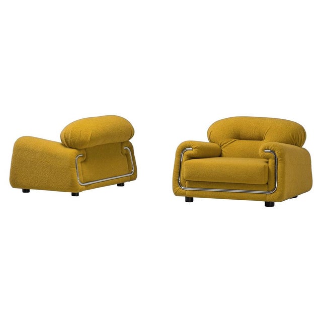 Lounge Chairs in Yellow Bouclé from Salotti B&T, Italy, 1970s, Set of 2 For Sale - Image 17 of 17