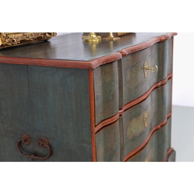 Antique Baroque Danish Green Chest of Drawers, 1730s For Sale - Image 5 of 18