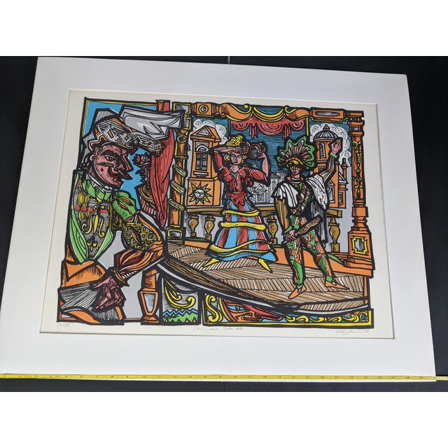 Commedia Dell'Arte Signed Limited Edition Serigraph by Marius Sznajderman, 1983 For Sale - Image 11 of 15
