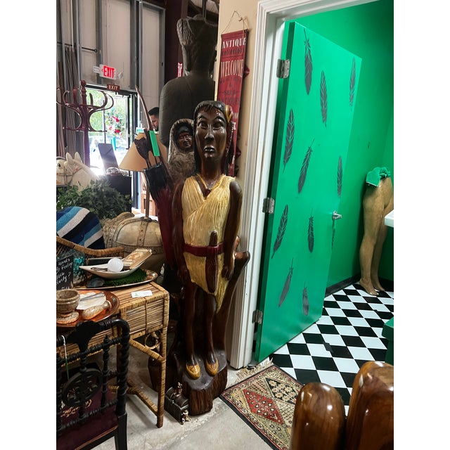 Native American 1970s Wooden Native American Vintage Cigar Sculpture For Sale - Image 3 of 7