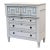 An absolutely stunning antique hand painted dresser with distressed white paint and pale blue trompe l'oeil French line...