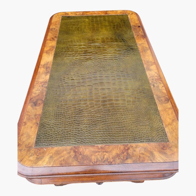Wood Antique 19th C American Victorian Walnut Parlor Table New Leather Top For Sale - Image 7 of 14