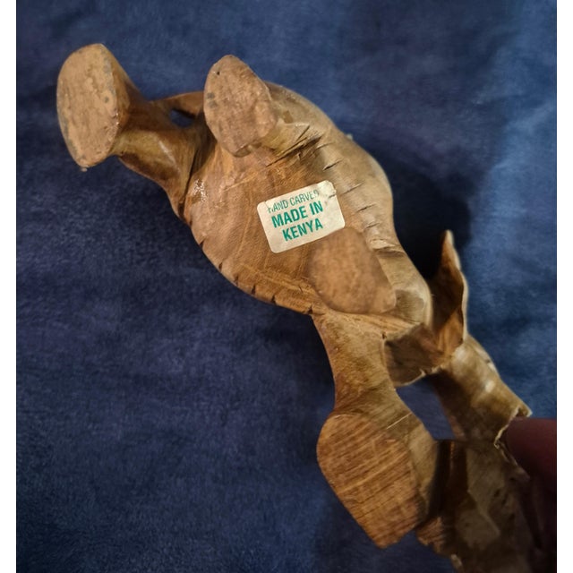 Mid 20th Century Vintage Mid-Century Kenyan Hand-Carved Hardwood Elephant Mother & Baby Figurine For Sale - Image 5 of 7