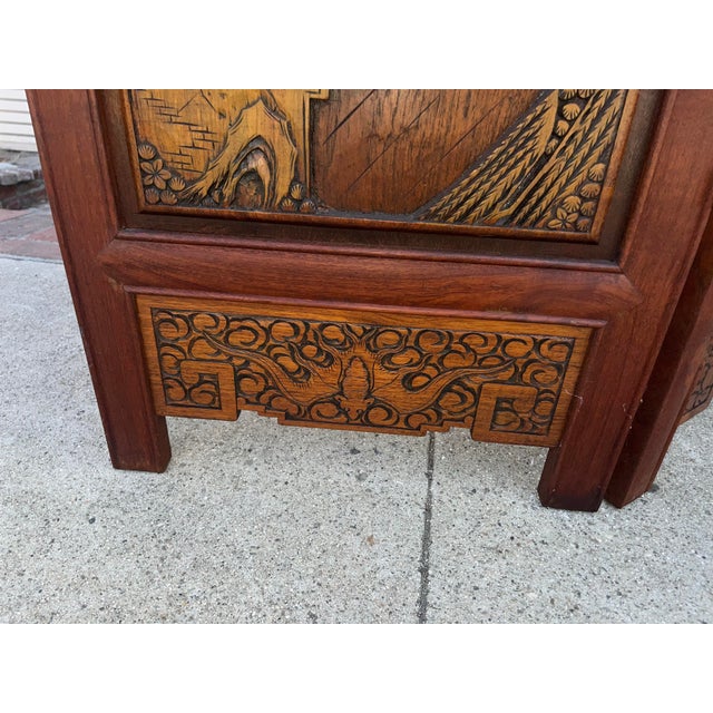Vintage Chinese Rosewood Carved Wood Room Divider Screen For Sale - Image 12 of 12